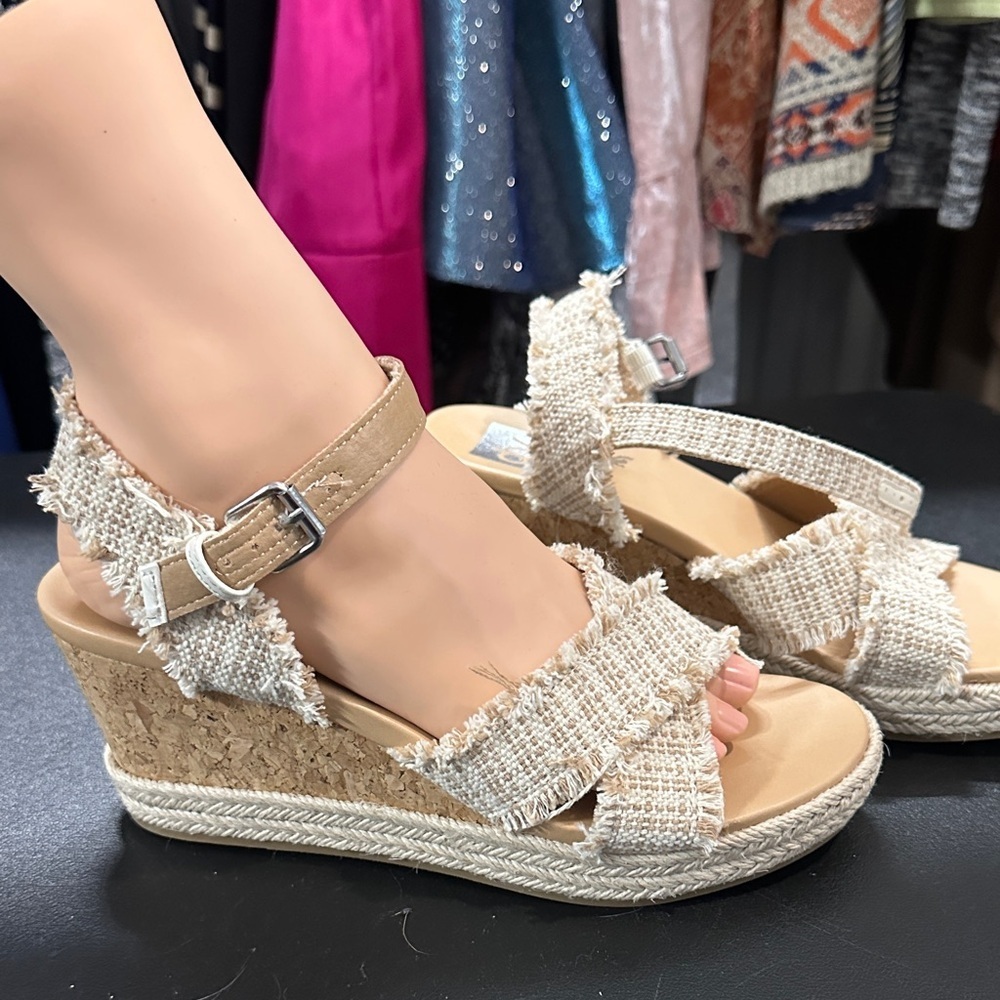 Dolce Vita Cream and Tan Wedge Sandals